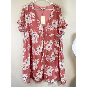 NWT Crescent Large Dress Women's Pink V-neck